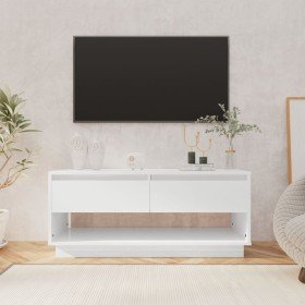 Mueble para TV madera contrachapada blanco brillo 102x41x44 cm