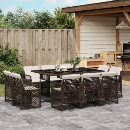 Set comedor de jardín 11 pzas y cojines ratán sintético marrón by , Garden sets - Ref: Foro24-3210849, Price: 589,32 €, Disco...