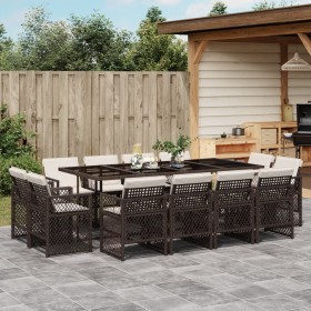 Set muebles de jardín 13 pzas y cojines ratán