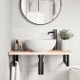 Estante de lavabo de pared de acero y madera maciza de haya de , Tocadores de baño - Ref: Foro24-3302353, Precio: 78,50 €, De...