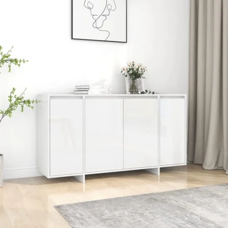 Hochglanzweißes Sperrholz-Sideboard 135x41x75 cm von vidaXL, Sideboards - Ref: Foro24-809599, Preis: 177,20 €, Rabatt: %