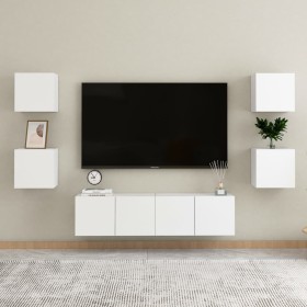 Set de muebles de salón TV 6 piezas madera de ingeniería blanco de , Muebles TV - Ref: Foro24-3078660, Precio: 158,92 €, Desc...