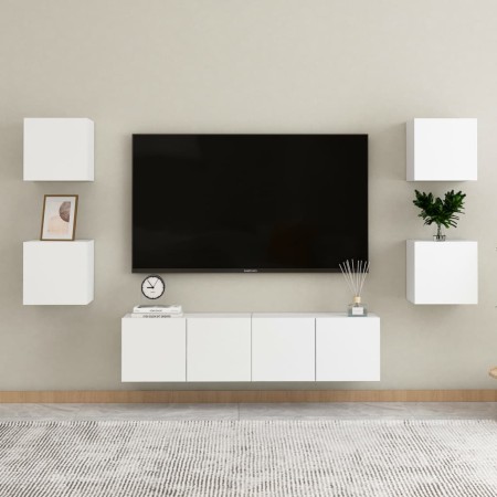Set de muebles de salón TV 6 piezas madera de ingeniería blanco de , Muebles TV - Ref: Foro24-3078660, Precio: 158,92 €, Desc...