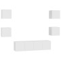 Set de muebles de salón TV 6 piezas madera de ingeniería blanco de , Muebles TV - Ref: Foro24-3078660, Precio: 158,92 €, Desc...