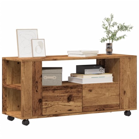 Mueble TV con ruedas madera ingeniería envejecida 102x34,5x43cm by , TV Furniture - Ref: Foro24-855990, Price: 94,85 €, Disco...