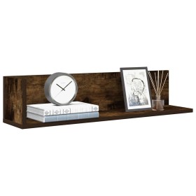Estantes de pared 2 uds madera roble ahumado