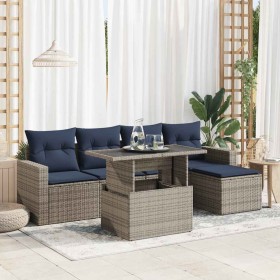 Set sofás jardín y cojines 6 pzas ratán sintético acacia gris de , Conjuntos de jardín - Ref: Foro24-3326302, Precio: 453,40 ...