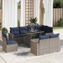 Set sofás jardín y cojines 9 pzas ratán sintético acacia gris by , Garden sets - Ref: Foro24-3326342, Price: 730,43 €, Discou...