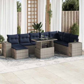 Comprar Set sofás jardín y cojines 9 pzas ratán