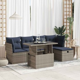 Set sofás jardín y cojines 6 pzas ratán sintético acacia gris by , Garden sets - Ref: Foro24-3327771, Price: 464,33 €, Discou...