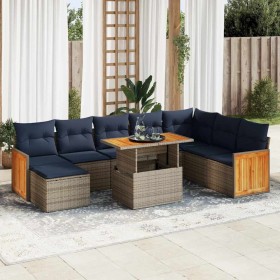 Set sofás jardín y cojines 11 pzas ratán