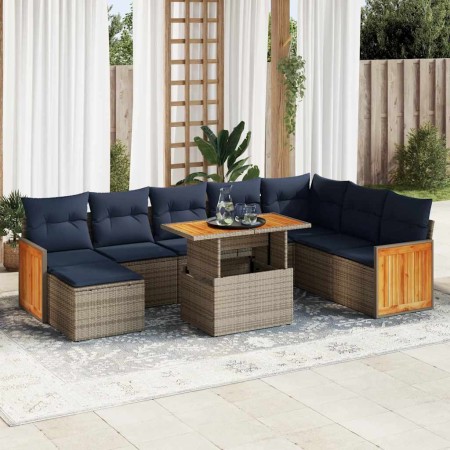 Set sofás jardín y cojines 11 pzas ratán sintético acacia gris by , Garden sets - Ref: Foro24-3327750, Price: 685,95 €, Disco...