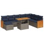 Set sofás jardín y cojines 11 pzas ratán sintético acacia gris by , Garden sets - Ref: Foro24-3327750, Price: 685,95 €, Disco...