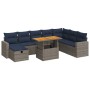 Set sofás jardín y cojines 9 pzas ratán sintético acacia gris by , Garden sets - Ref: Foro24-3328020, Price: 674,61 €, Discou...