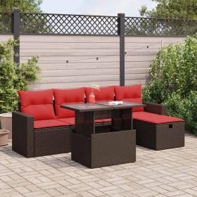 Set sofás jardín y cojines 6 pzas ratán sintético acacia negro by , Garden sets - Ref: Foro24-3327814, Price: 454,55 €, Disco...