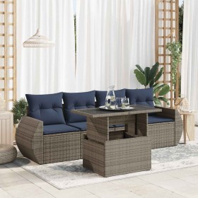 Comprar Set sofás jardín y cojines 5 pzas ratán