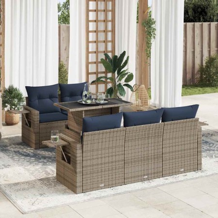 Set sofás jardín y cojines 6 pzas ratán sintético acacia negro von , Gartensets - Ref: Foro24-3326412, Preis: 516,94 €, Rabat...
