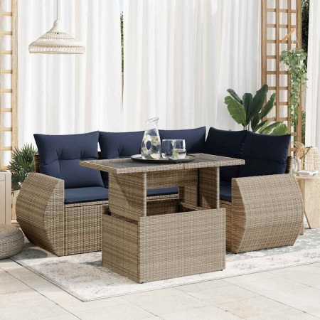 Set sofás jardín y cojines 5 pzas ratán sintético acacia gris | Foro24.es | Tu tienda online para hogar, jardín y más Foro24.es