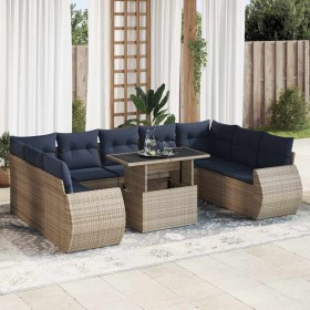 Set sofás jardín y cojines 10 pzas ratán sintético acacia gris by , Garden sets - Ref: Foro24-3326702, Price: 877,83 €, Disco...
