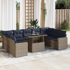 Set sofás jardín y cojines 10 pzas ratán sintético acacia gris by , Garden sets - Ref: Foro24-3326382, Price: 794,17 €, Disco...