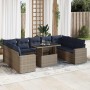 Set sofás jardín y cojines 10 pzas ratán sintético acacia gris by , Garden sets - Ref: Foro24-3326382, Price: 794,17 €, Disco...