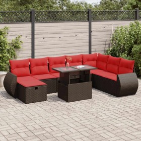 Comprar Set sofás jardín y cojines 9 pzas ratán
