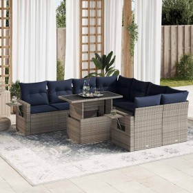 Set sofás jardín y cojines 9 pzas ratán sintético acacia negro by , Garden sets - Ref: Foro24-3326452, Price: 727,00 €, Disco...