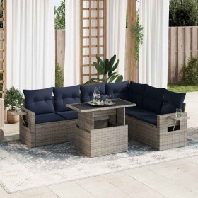 Set sofás jardín y cojines 7 pzas ratán sintético acacia negro by , Garden sets - Ref: Foro24-3326492, Price: 575,57 €, Disco...