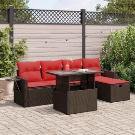 Set sofás jardín y cojines 6 pzas ratán sintético acacia negro by , Garden sets - Ref: Foro24-3327854, Price: 498,07 €, Disco...
