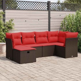 Set sofás de jardín 6 piezas y cojines ratán