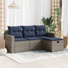 Set de sofás de jardín 4 pzas y cojines ratán sintético gris de , Conjuntos de jardín - Ref: Foro24-3325357, Precio: 296,80 €...