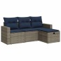 Set de sofás de jardín 4 pzas y cojines ratán sintético gris von , Gartensets - Ref: Foro24-3325357, Preis: 296,80 €, Rabatt: %