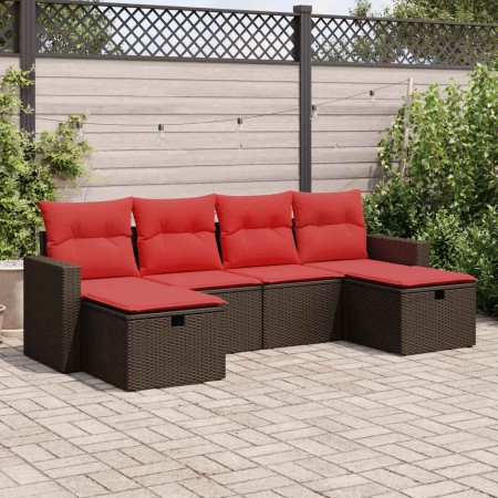Set sofás de jardín 6 piezas y cojines ratán sintético marrón by , Garden sets - Ref: Foro24-3325430, Price: 405,97 €, Discou...