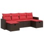 Set sofás de jardín 6 piezas y cojines ratán sintético marrón by , Garden sets - Ref: Foro24-3325430, Price: 405,97 €, Discou...