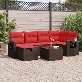 Juego de sofás de jardín 7 piezas con cojines ratán PE marrón de , Conjuntos de jardín - Ref: Foro24-3325500, Precio: 487,69 €