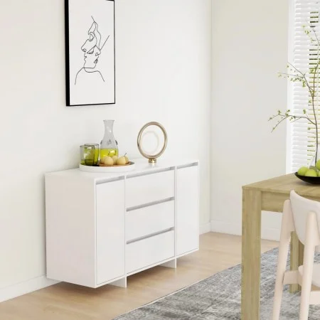 Sideboard with 3 drawers white plywood 120x41x75 cm by vidaXL, Sideboards - Ref: Foro24-809611, Price: 142,18 €, Discount: %