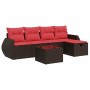 Set sofás de jardín 6 piezas y cojines ratán sintético marrón by , Garden sets - Ref: Foro24-3325580, Price: 429,73 €, Discou...