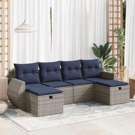 Set de muebles de jardín 6 pzas y cojines ratán sintético gris | Foro24.es | Tu tienda online para hogar, jardín y más Foro24.es