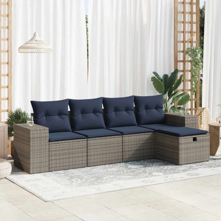 Juego de sofás jardín con cojines 5 pzas ratán sintético gris | Foro24.es | Tu tienda online para hogar, jardín y más Foro24.es
