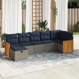 Set de sofás de jardín 7 pzas con cojines ratán sintético gris by , Garden sets - Ref: Foro24-3326044, Price: 542,48 €, Disco...