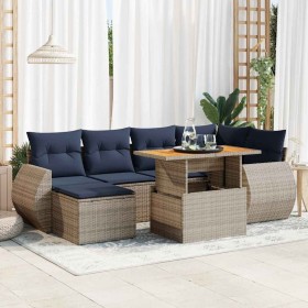 Set de sofás de jardín 7 pzas con cojines ratán sintético gris by , Garden sets - Ref: Foro24-3327288, Price: 561,77 €, Disco...