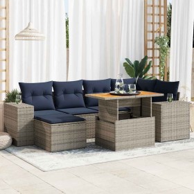 Set de sofás de jardín 7 pzas con cojines ratán sintético gris by , Garden sets - Ref: Foro24-3327400, Price: 560,11 €, Disco...