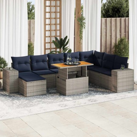 Set de sofás de jardín con cojines 9 pzas ratán sintético gris | Foro24.es | Tu tienda online para hogar, jardín y más Foro24.es