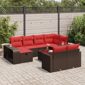 Set de sofás de jardín 11 pzas cojines ratán