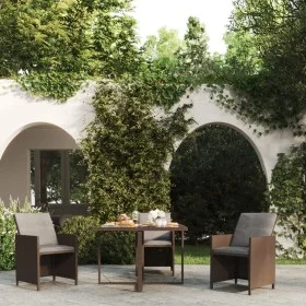 Synthetic rattan and brown glass garden table 109x107x74 cm by vidaXL, Garden tables - Ref: Foro24-316788, Price: 103,56 €, D...