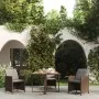 Synthetic rattan and brown glass garden table 109x107x74 cm by vidaXL, Garden tables - Ref: Foro24-316788, Price: 103,56 €, D...