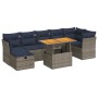 Juego Sofá Jardín 8 Piezas con Cojines Marrón Poli Ratán Acacia by , Garden sets - Ref: Foro24-3327985, Price: 614,44 €, Disc...