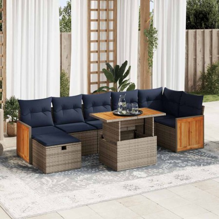 Juego Sofá Jardín 8 Piezas con Cojines Marrón Poli Ratán Acacia by , Garden sets - Ref: Foro24-3328167, Price: 616,80 €, Disc...