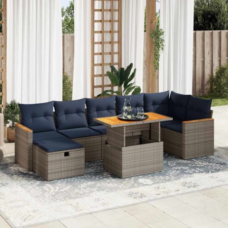 Juego Sofá Jardín 8 Piezas con Cojines Marrón Poli Ratán Acacia by , Garden sets - Ref: Foro24-3328125, Price: 602,34 €, Disc...