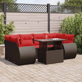 Juego Sofá Jardín 7 Piezas con Cojines Marrón Poli Ratán Acacia by , Garden sets - Ref: Foro24-3326595, Price: 591,64 €, Disc...